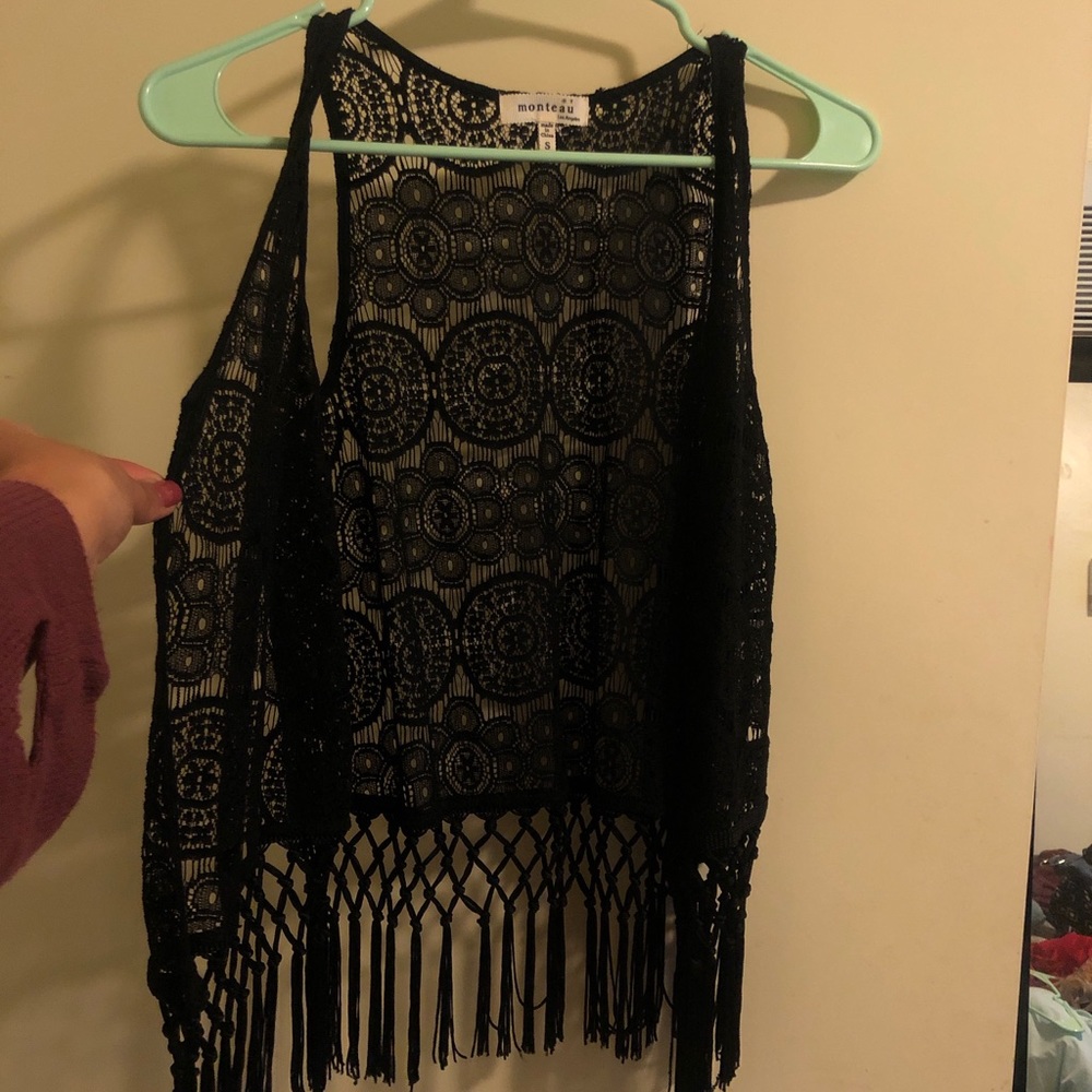 Lace fringe vest!